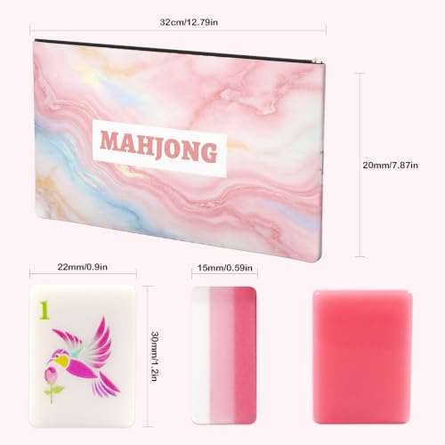 MILBOPAX 1.2” American Mahjong Set Complete - 168 Pink Floral Acrylic Tiles, 4 Upgraded Non-Slip Mahjong Racks with Pushers, Dice & Chips, Pretty Mah Jongg Gift for Women Mom Birthday Beginners - Image 5