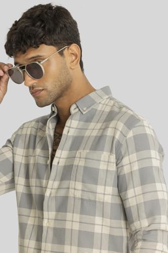 Image of SNITCH Beacon Light Grey Checks Linen Shirts