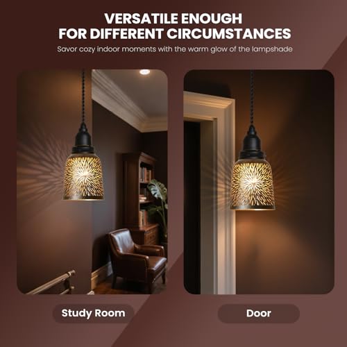 Image of Ceiling Fan Light Covers Replacements Etched Chrysanthemum Metal Lampshade 4 Pack, 1-5 /8 inch Fitter, 5.6 inch Height and 5 inch Diameter Fits for Pendant Light Shade