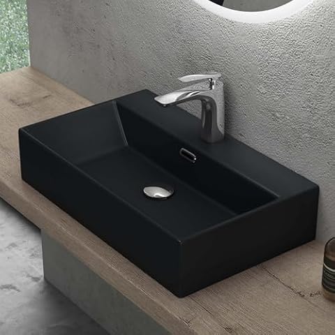 doporro Lavabo à Poser Noir Mat Vasque Suspendu Cover