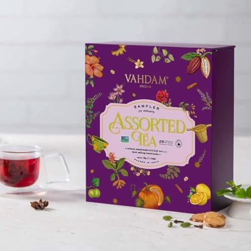 VAHDAM, Assorted Tea in Presentation Box (25 Variants, 25 Pyramid Tea Bags) Long Leaf Pyramid Tea Variety Pack | Premium Tea Gifts | Gifts for Women & Men - Image 5