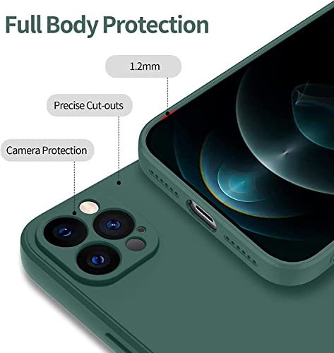 Image of DIZORO Square Candy Liquid Silicone iPhone Case Back Cover for iPhone 11 Pro, All Cube Series with Microfiber Lining Compatible iPhone 11 Pro (5.8 inch, Forest Green)