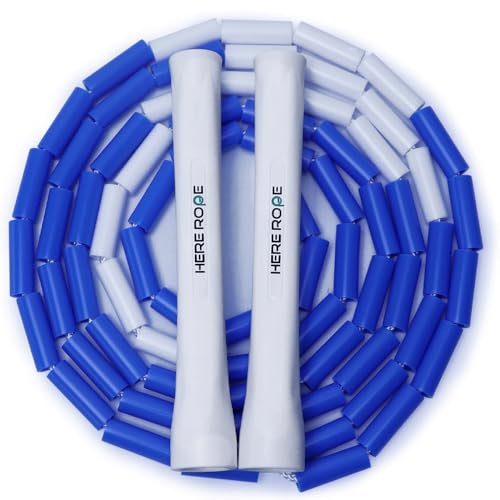 HEREROPE Beaded Rope Perlen-Springseil Unzerbrechliche Griffe & Splitterfeste Perlen für Verbessertes Fitnesstraining (Blau) HEREROPE Beaded Rope Perlen-Springseil Unzerbrechliche Griffe & Splitterfeste Perlen für Verbessertes Fitnesstraining (Blau)