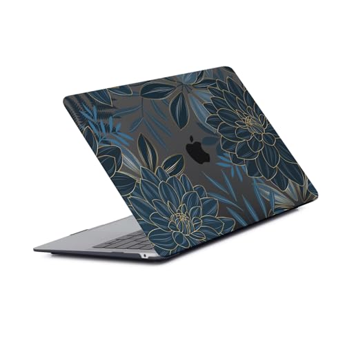 HLAAJJX Etui do MacBook 12 cali 2015 2016 2017 A1534 A1931 z wyświetlaczem Retina, odporne na rozdarcia tworzywo sztuczne twarda obudowa ochronna do Mac Book Retina 12", przezroczysty niebieski kwiat