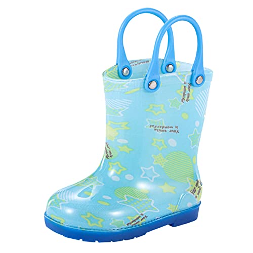 IWIHMIV Girls Rain Boots Kids Water Ankle Boots Non Slip Toddler Lightweight Rain Boots with Easy On Handles
