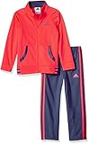 adidas Girls' Toddler Tricot Zip Jacket and Pant Set, Flash Red, 2T