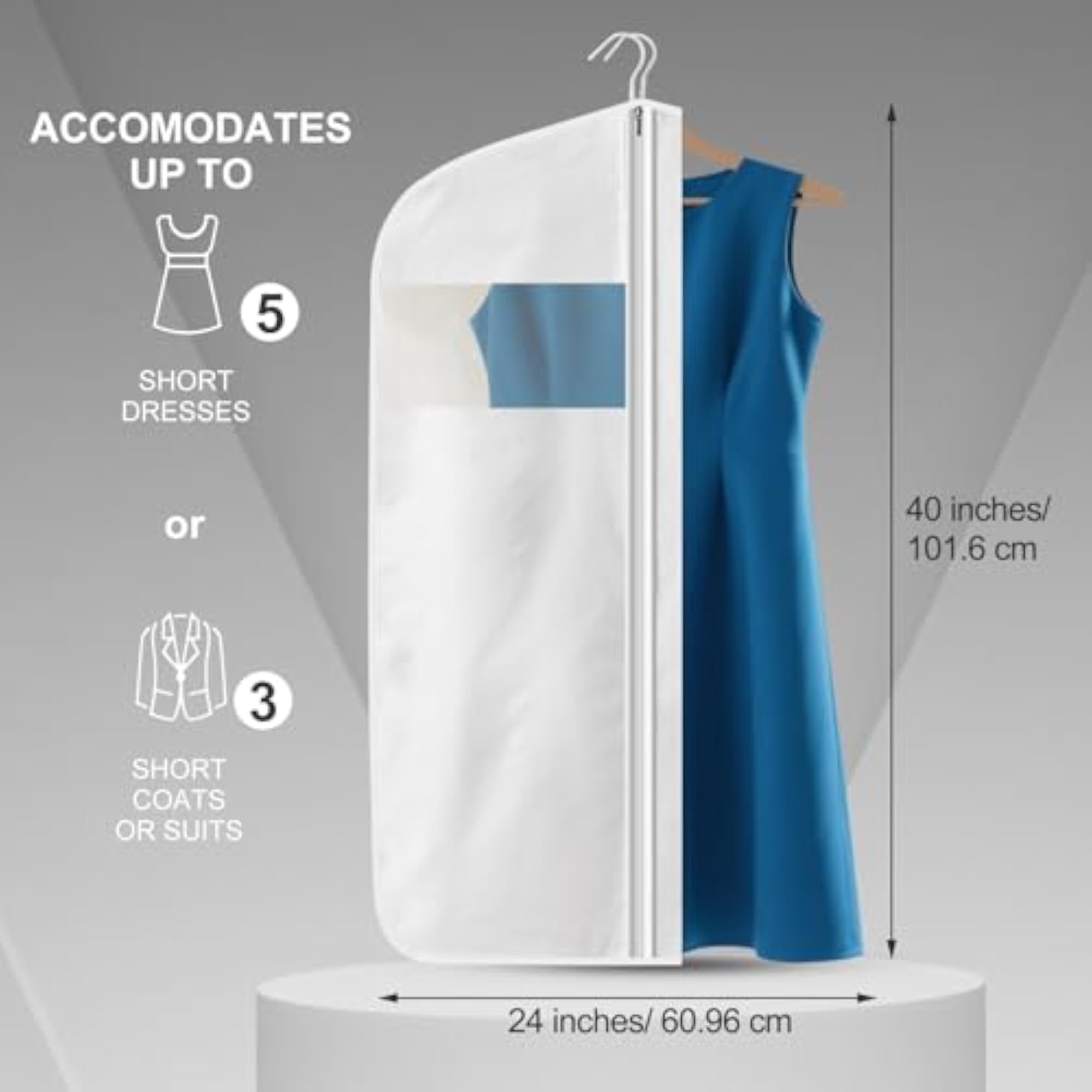 Organic Cotton Garment Bag for Hanging Clothes, White