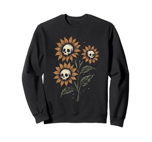 Skull Sunflowers Gothic Goth Creepy Cute Alt Grunge Y2K Sweatshirt
