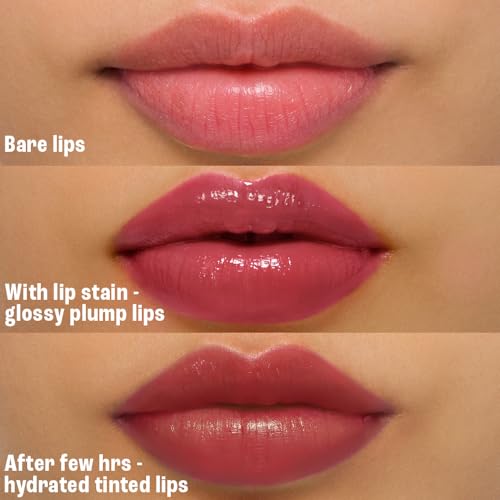 Image of Lakme 9to5 Hya Beach Edit Lip Gloss Stain - 4 Berry Binge, Long Lasting Lip Tint, For Soft and Nourished Lips, with Linoleic Acid & Hyaluronic Acid, SPF 15, Non-Sticky and Lightweight, 10 ml