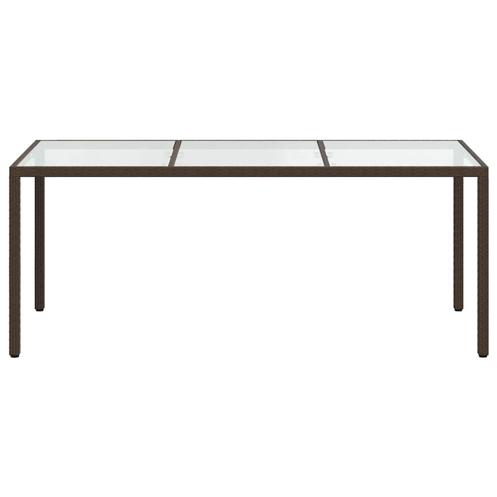 vidaXL Mesa Jardín Comedor Cocina Patio Terraza Balcón Mobiliario Muebles Soporte Exterior Vidrio Templado Ratán Sintético Marrón 190x90x75 cm
