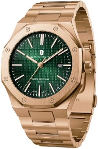 SAPPHERO Herren Uhren Edelstahl-Quarzuhr für Herren Wasserdicht Datumsanzeige Modische Business-Armbanduhr Geschenk für Herren