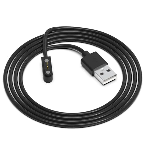 HOUTQPLE Smart Watch Charger Magnetic 2 Pin Cable, Da Fit Watch Charger, Magnetic Watch Charger for Fitness Tracker, Smart Watch Charger 2 Pin Replacement USB Cable Black - Contact Pin Spacing 4mm