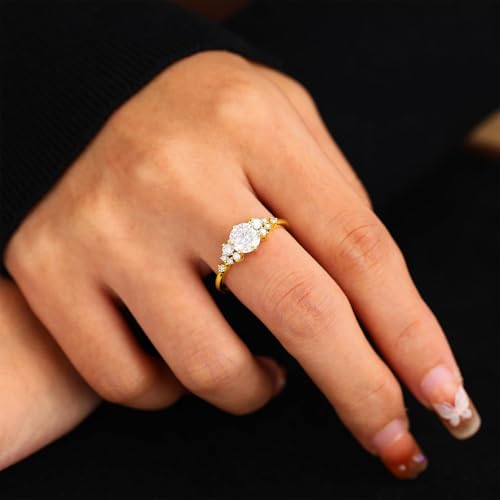 1CT Solitaire Moissanite Rings, 925 Sterling Silver Round Cut Engagement Ring for Women Wedding Bands Promise Rings Ideal Gift for Her2