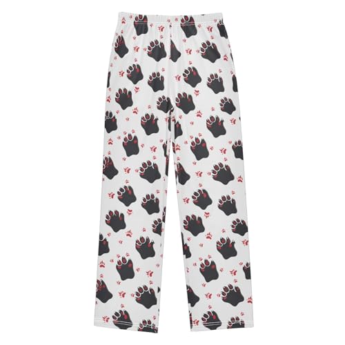 ALAZA Bear Paw Print Pajama Lounge Pants Long Sleep Pajama Bottoms with Pockets