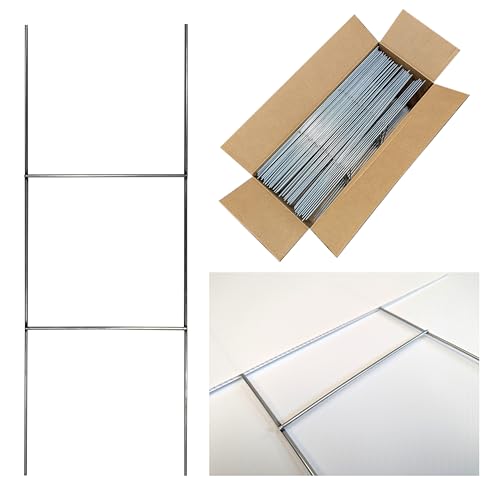 Yard Sign Stakes 24 inch Standard Size H Stakes American Made Overlap Weld for Maximum Strength Galvanized Steel (50)