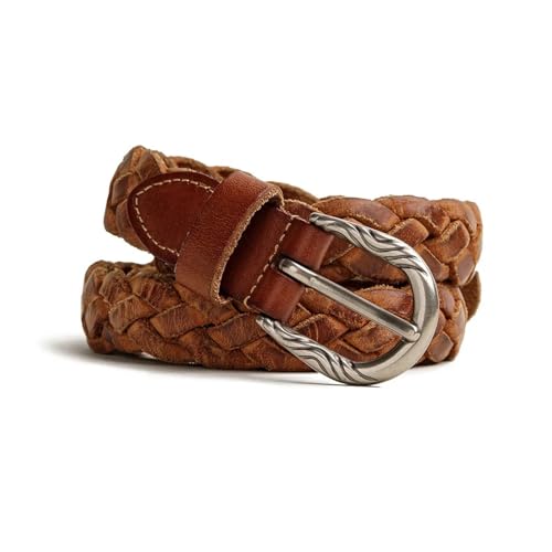 Woven Two-Layer Vegetable Tanned Belt For Men's Versatile Brown Accessory