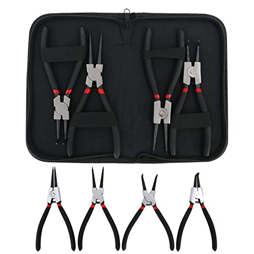 Werkweit Snap Ring Pliers 7Inch Circlip Pliers 4Pcs Heavy Duty Snap Ring Pliers Set Internal & External Pliers With Straight/Bent Jaw Retaining Ring Pliers For Ring Remover Retaining With Storage Bag #TOP12