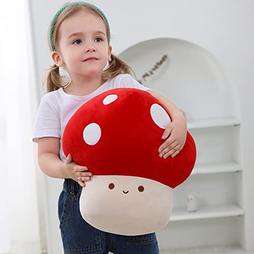 Image of WeBingo Mushroom Plush Pillow, 9 in Cute Mushroom Decor Stuffed Animal Toy | Giant Soft Stuffy for Girl Boy Adult Birthday Christmas Valentine's Day Gifts