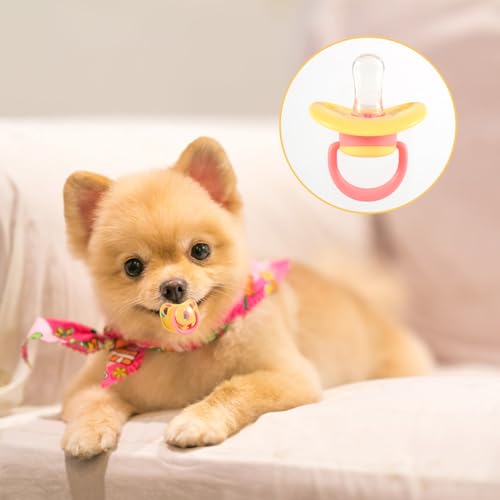 PEUTIER 3 Stück Hundeschnuller, Silikon Welpenkätzchen Beruhigungsschnuller Niedliches Hundeschnuller Kauspielzeug Schnuller Hundespielzeug für Kleine Hunde und Katzen (3 Farben)