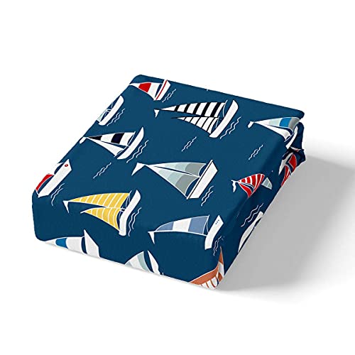 Sailboat Duvet Cover Nautical Theme Decor Bedding Set Cartoon Boat Pattern Boys Teen Girls Comforter Cover Set including Zipper Ties Soft Microfiber Bedding,1 Duvet Cover with 1 Pillow Case,Single Size - Image 3