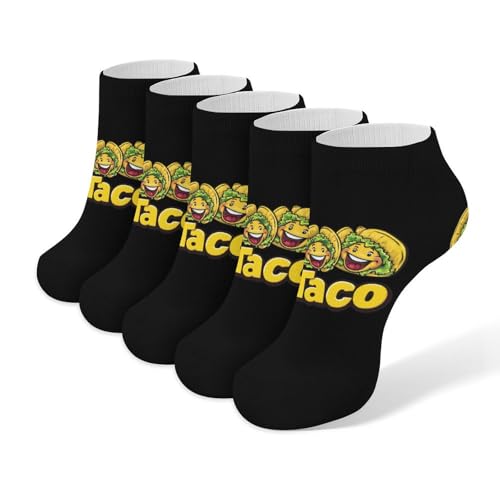 Funny Taco Mexican Food - Calcetines tobilleros, 5 pares, informales, de corte bajo, atléticos, calcetines deportivos