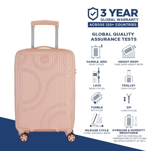 Image of KAMILIANT by American Tourister Selva|Cabin Trolley Bag Small Size (56 cms) for Travel| Hard Case Polypropylene (PP) Suitcase|360 8-Wheel Spinner Luggage Trolley|Combination Lock|Peach