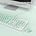 surmen Cute Quiet Keyboard Wired Green Typewriter Keyboard, Light Up Backlit PC Keyboards with Retro Round Keys Full Size 104 Keys for Office Computer (Green)