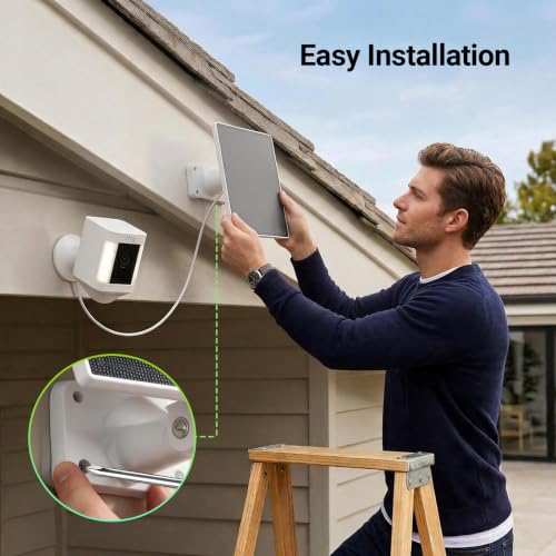 Image of HQST 5W 5V Solar Panel for Ring Camera,IP65,Compatible with Ring Stick Up Cam, Spotlight Plus /Pro Cam, 9.4ft USB-C Cable, Micro USB Adapter
