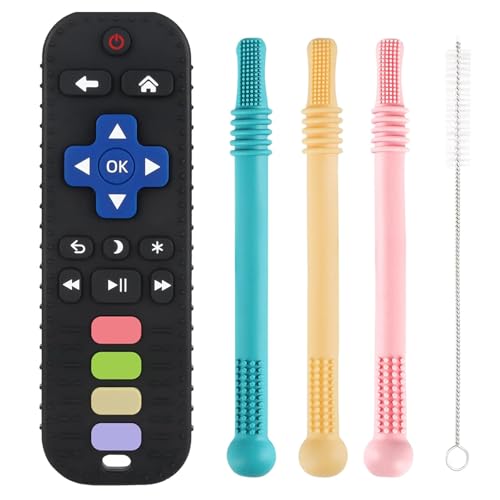 Image of Teething Toys for Babies 0-6 6-12 12-18 Months Bpa Free Teething Sticks and Remote Teether for Babies Baby Sensory Chew Toys for Infants 0-18 Months