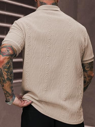 Image of GRECIILOOKS Textured Polo T-Shirt for Men | Premium Jacquard Collared Cotton Blend Polo | Smart Casual & Formal t Shirt for Men | Stylish t Shirt for Mens for Office, Party & Everyday