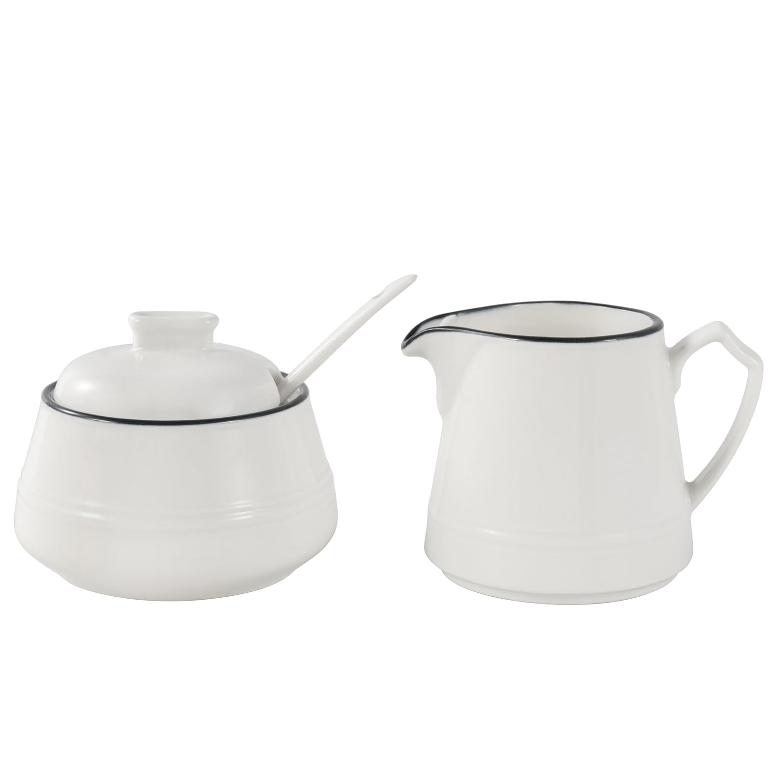 Juego de café 3 en 1 de porcelana para leche y azúcar, de cerámica de diseño elegante, para uso diario, incluye jarra de nata y azucarero, apto para microondas y lavavajillas