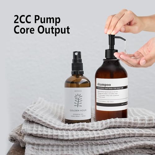 Image of Amoliar Mason Jar Liquid Soap Dispenser Pump, Stainless Steel Replacement Pump for Dish Soap, Lotion, Hand Soap, Cute Farmhouse Decor, Refill Soap Pump, Black 2 Pack, Extra 1 Set Label, 2 Long Tube