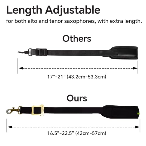 adorence saxophone neck strap metal swivel snap neck pad adjustable - alto amp tenor saxophone strap - h11