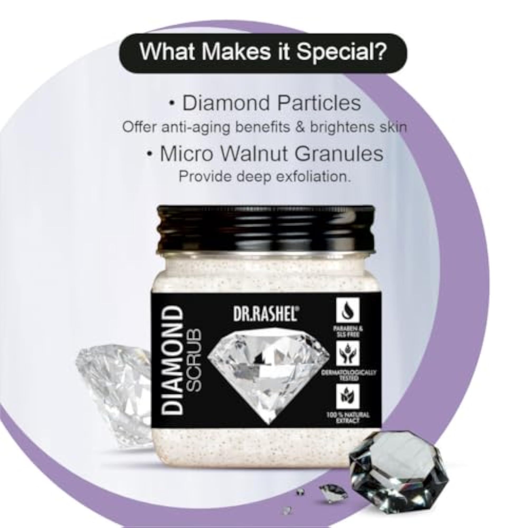 Diamond Face & Body Scrub for Men and Women, Anti-Aging