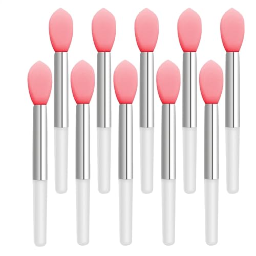 Pennello per Labbra in Silicone 10 Pezzi - Applicatore Labbra Silicone, Applicatore Portatile per Trucco Labbra, Pennello Riutilizzabile ad Elasticità in Silicone, per Lucidalabbra, Balsamo per Labbra