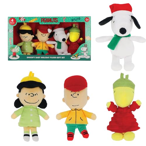 Kids Preferred Peanuts 4 Piece Plush Set - Charlie Brown, Snoopy, Woodstock, and Lucy - Soft Stuffed Animal Toys for Baby and Toddler Boys & Girls
