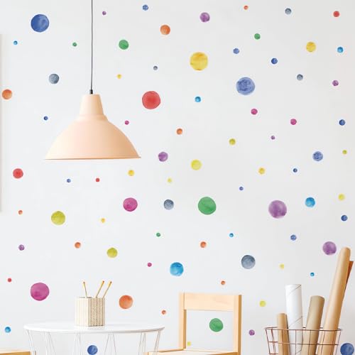 6 hojas 123 adhesivos de pared coloridos de lunares miniatura 4
