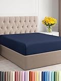 Full Fitted Bed Sheet - Bottom Single Fitted Sheet Only - Ultra-Soft Hotel Luxury Bedding w/ 8-16 Inch Deep Pockets - Breathable, Cooling & Wrinkle Free - Easy-Fit, Fade & Shrink Resistant - Navy Blue