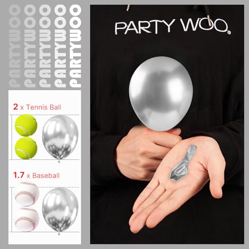 Image of PartyWoo, 50pcs Silver Metallic Balloons, 5inch, Balloon Garland or Arch, Women, Unisex, Birthday, Wedding Decorations