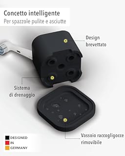 Qikfresh - Supporto per 4 testine e spazzolini elettrici - Compatibile con Oral-B, iO, Philips Sonicare, Waterpik, Fairywill - In silicone alimentare (Nero)