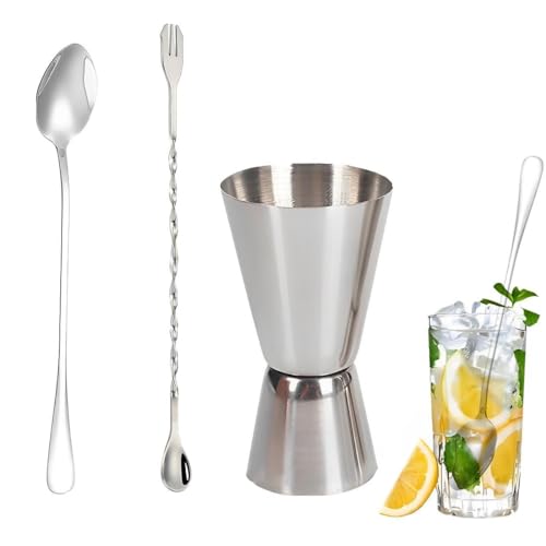 Doseur à cocktail, balance intégrée,avec Cuillère à Cocktail, cocktail Jigger Dual Spirit Measure Cup, barman professionnel, convient pour les bars et les appartements (30/60 ml)