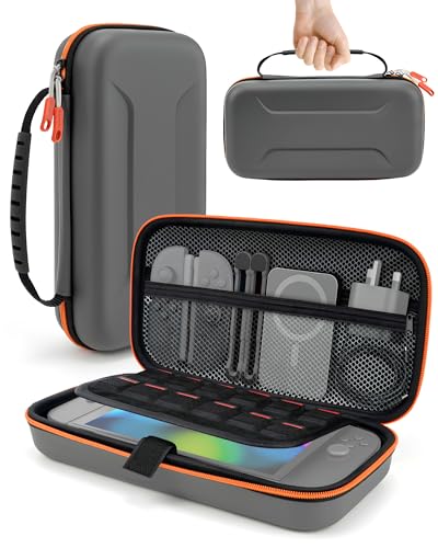 TRANSNOVO 対応 Switch 2用のケース 大容量 12ゲームカードスロット付き メッシュポケット内蔵（コントローラー/充電ケーブル収納可）防塵・防水・耐衝撃 旅行用 持ち運び便利 キャリングケース (Gray)の商品画像（Amazon）