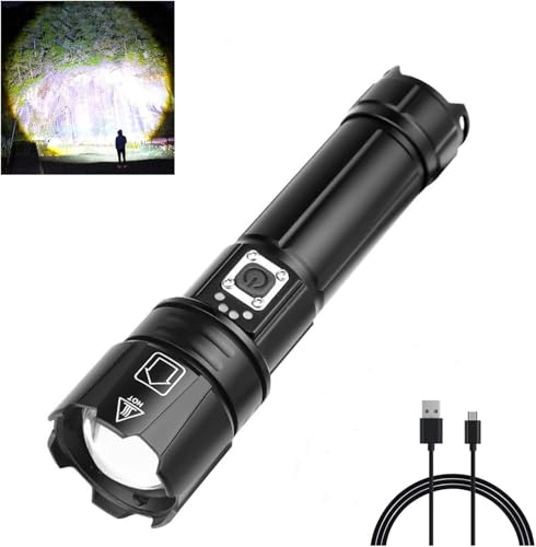 Torche tactique LED XHP70.2 puissante de 30000 lumens rechargeable par USB