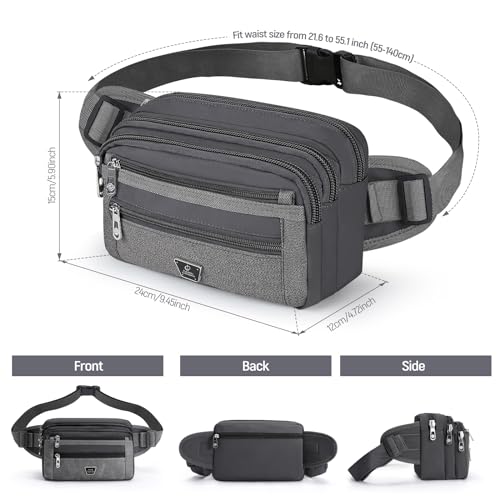 Xoolkly Bum Bag Waist Fanny Pack 7 Zip Pockets Bumbags for Men Women Waist Bag with Adjustable Belt for Sport Running Cycling Camping Hiking Travel - Image 4