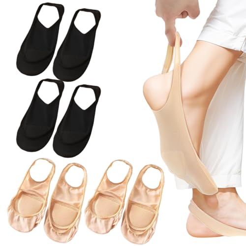 QEDBOJE 4 Paires de Chaussettes Ballerines Femme, Socquettes Invisibles Respirantes,