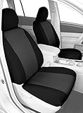 Front Buckets Seats, CalTrend NeoSupreme Seat Covers for 2007-2013 Toyota Tundra Charcoal Insert with Black Trim