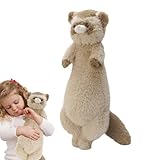 Poupée en peluche en forme de furet - 52 x 20 cm - Coussin de couchage doux (375 g) - Blanc - Adorable peluche à furet confortable - Long coussin câlin pour enfants et décoration de la maison