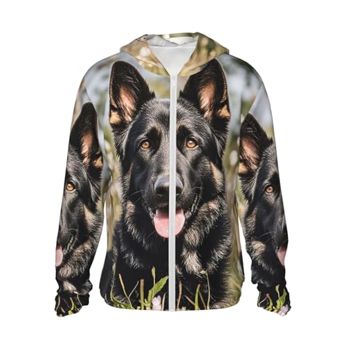 Women's UPF 50+ Sun Protection Hoodie black german shepherd Sun Shirt Long Sleeve Fishing Shirts for Men Jacket