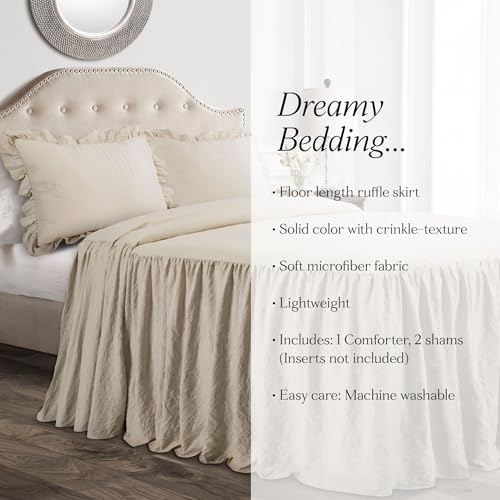 image for Lush Decor Ruffle Skirt Bedspread Set - 3-Piece Luxurious Farmhouse Be