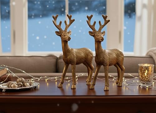 KAMACA 2er Set Rentier aus Aluminium in der Farbe Gold 15 cm hoch...
